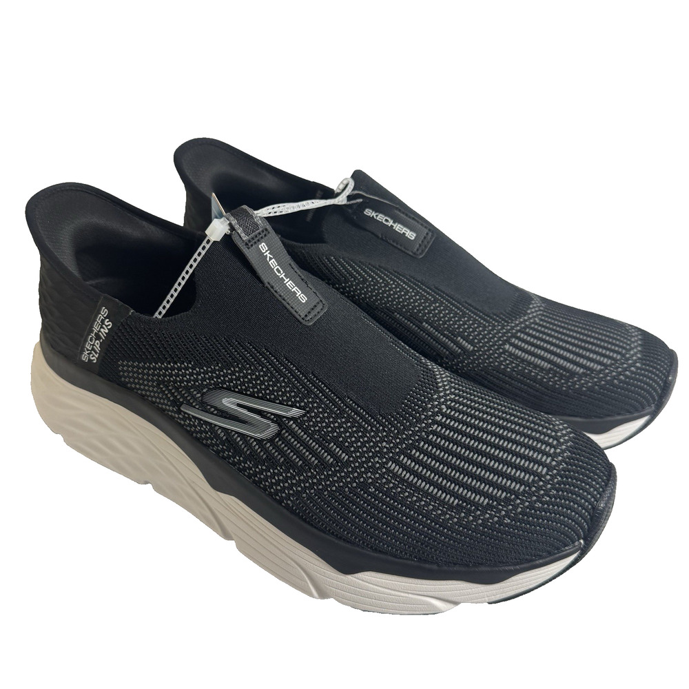 Skechers Max Cushioning Men's Size 10.5 Black/White Slip-Ins Hand Free